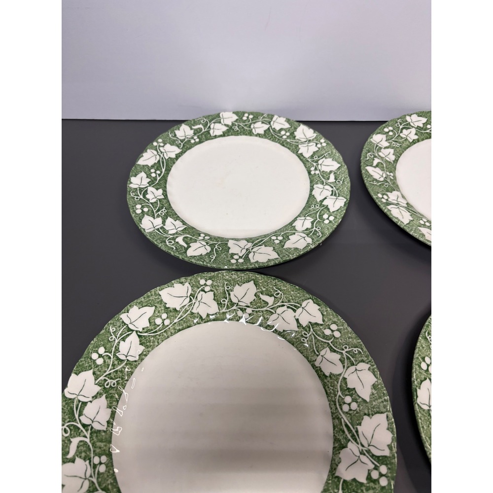Cooks Club England Green Ivy Luncheon Plates Set of 4 Scalloped Edge 10 Inch - Picture 3 of 7
